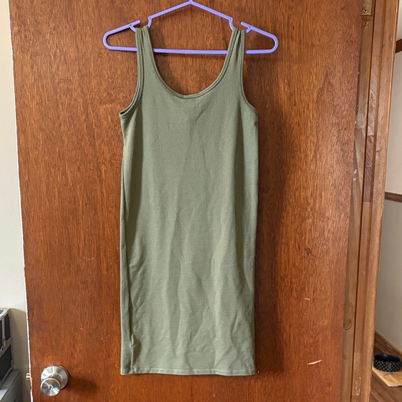 Defrost - Sleek Olive Green Women's Tank Dress - Picture 3 of 4